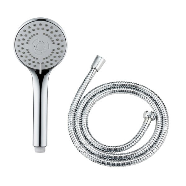 Słuchawka prysznicowa z wężem w kolorze srebra z połyskiem Basic Line – Wenko