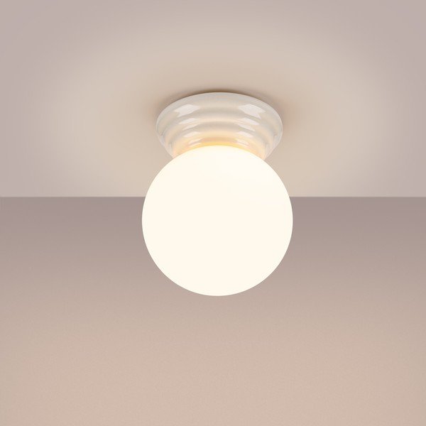 Biała lampa sufitowa ceramiczna ze szklanym kloszem ø 12 cm Farsa – Sollux-image-2