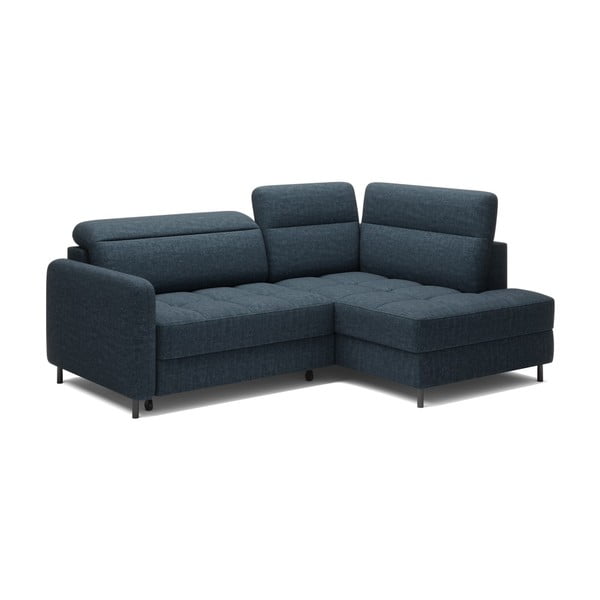 Niebieski aksamitny rozkładany/ze schowkiem narożnik (prawostronny/w kształcie litery L) Barea – ELTAP-image-2