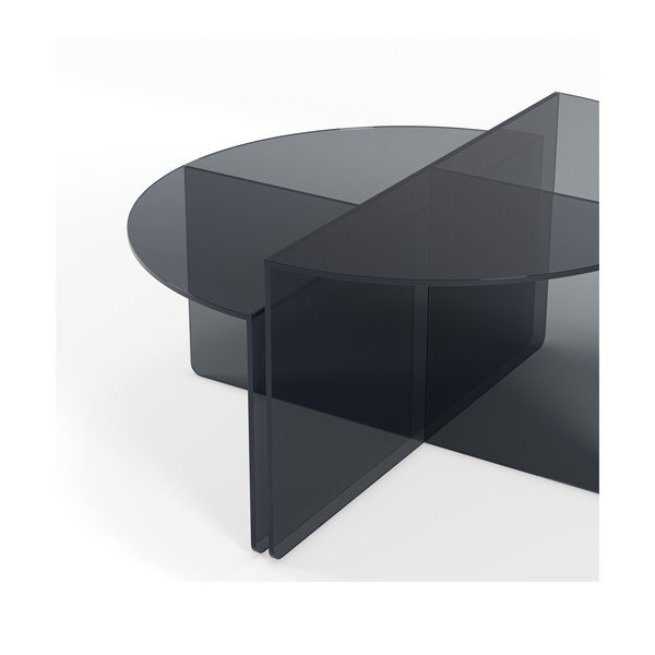 Szare szklane okrągłe stoliki zestaw 2 szt. ø 80 cm Velta – MOME-image-4