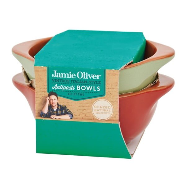 Zestaw 2 zielono-czerwonych misek Jamie Oliver Antipasti