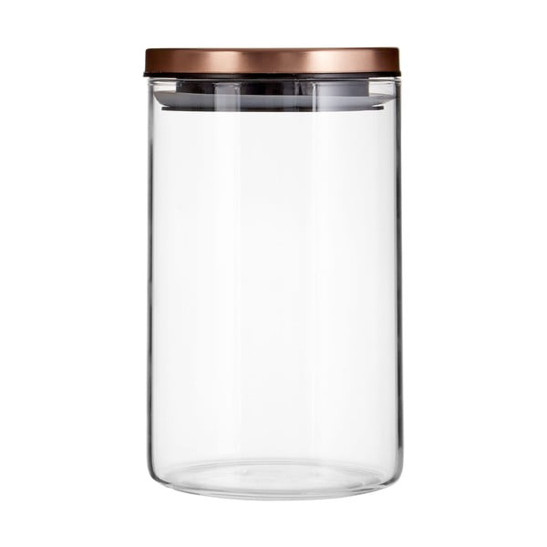 Pojemnik szklany z wieczkiem metalowym w barwie różowego złota Premier Housewares, 950 ml