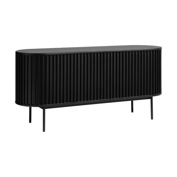 Czarna niska komoda w dekorze dębu z drzwiami przesuwnymi 73x160 cm Siena – Unique Furniture-image-2