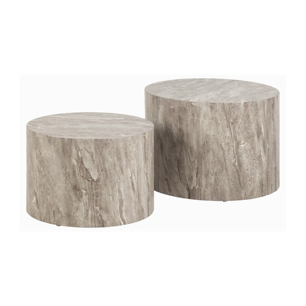 Szare okrągłe stoliki w dekorze kamienia zestaw 2 szt. ø 58 cm Dice – Actona