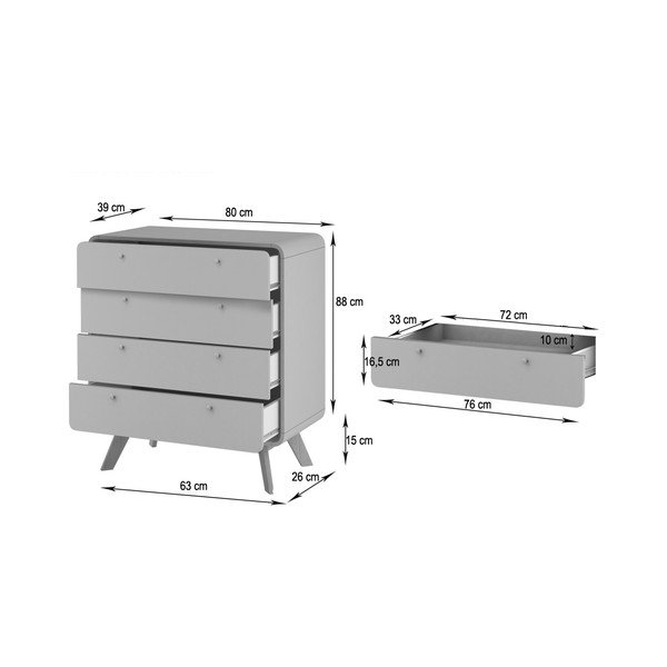 Ciemnobrązowa wysoka komoda w dekorze orzecha 80x88 cm Caitlin – Støraa-image-4