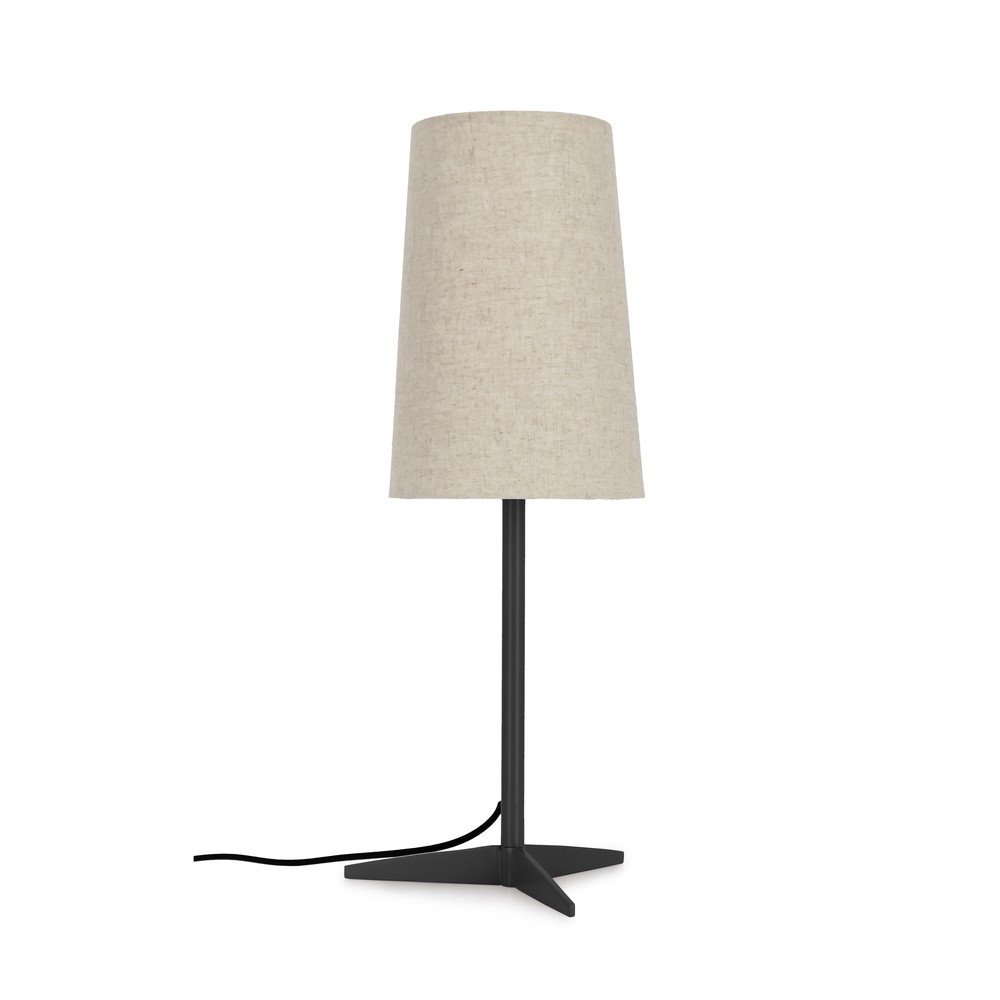 Czarno-beżowa metalowa lampa stołowa z tekstylnym kloszem (wysokość 60 cm) Assam – Bizzotto