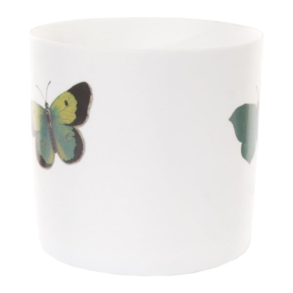 Doniczka porcelanowa z zielonymi motylami SHISHI Butterfly, wys. 12,5 cm