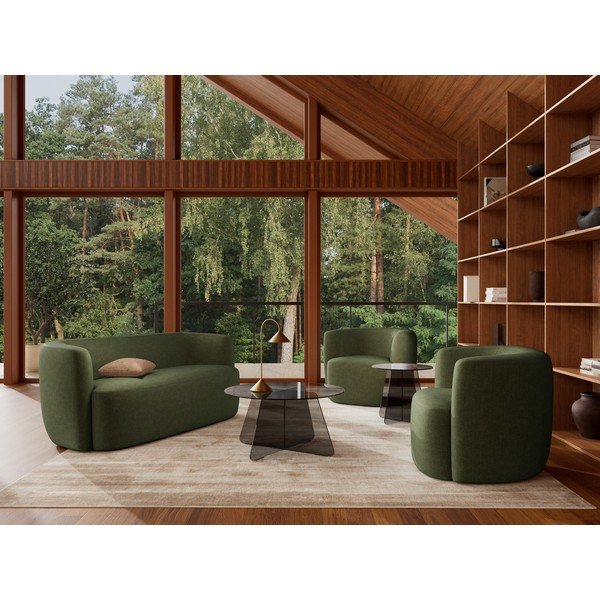 Szary szklany okrągły stolik ø 80 cm Samos – Actona-image-1