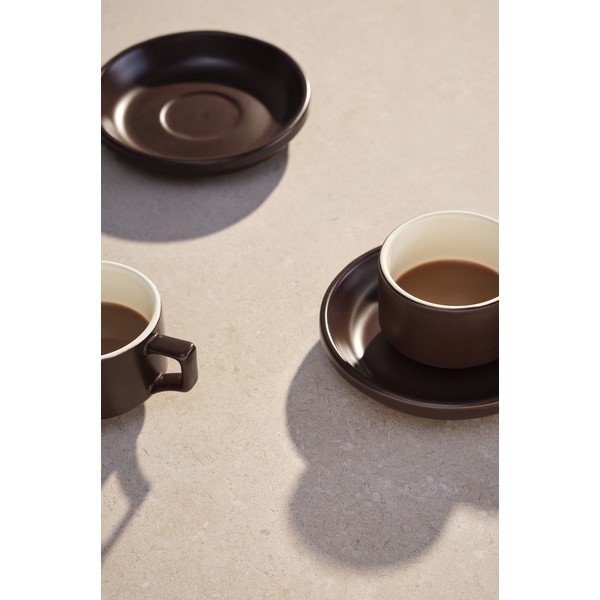 Brązowe filiżanki zestaw 4 szt. ze spodkiem ceramiczne 300 ml Thelma – Jotex-image-1