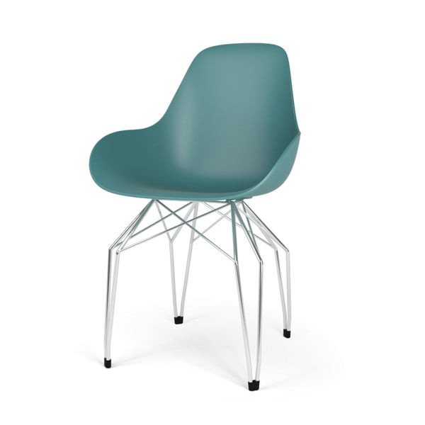 Niebieskie krzesło z chromowanymi nogami Kubikoff Diamond