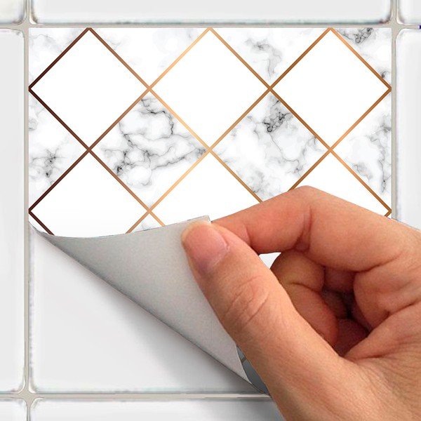 Komplet 24 naklejek ściennych Ambiance Marble and Goldy, 10x10 cm-image-3