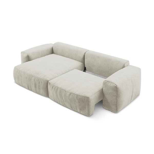 Beżowy rozkładany narożnik z tkaniny szenilowej (lewostronny/z szezlongiem) Kuki – Makamii-image-4