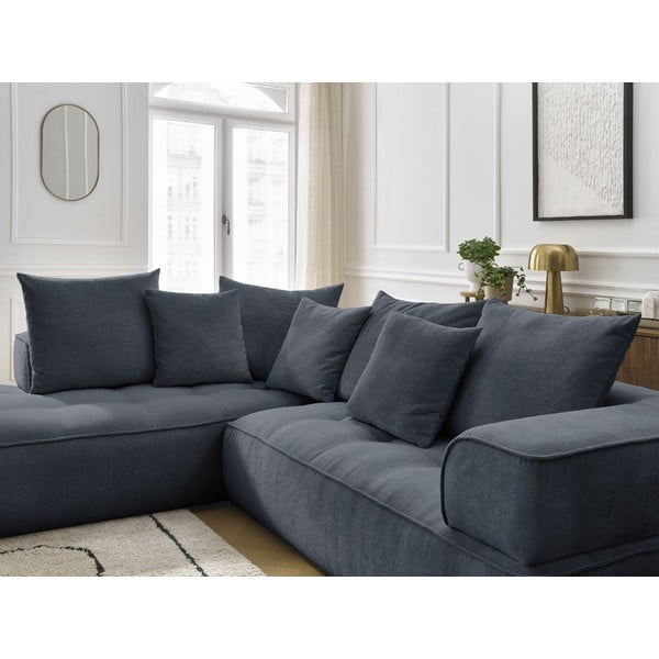 Ciemnoniebieski narożnik z tkaniny szenilowej (lewostronny/w kształcie litery L) Whesley – Bobochic Paris-image-4