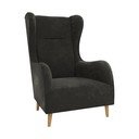 Ciemnoszary aksamitny fotel typu uszak Carole – Ropez