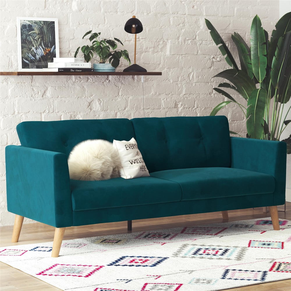 Niebieska aksamitna sofa 192 cm Gloria – Støraa (zdjęcie 3)