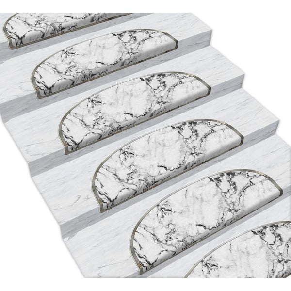 Białe dywaniki na schody zestaw 16 szt. 65x20 cm Marble Dream – Vitaus-image-1