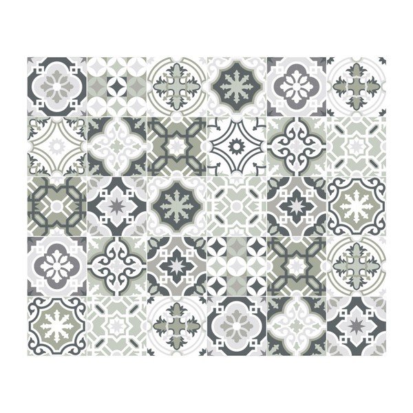 Zestaw 30 naklejek ściennych Ambiance Wall Decal Cement Tiles Shades of Gray Oslo, 15x15 cm-image-2