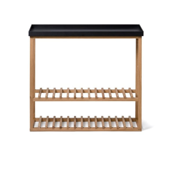 Regał na buty z czarną półką z drewna dębowego Wireworks Hello Storage-image-2