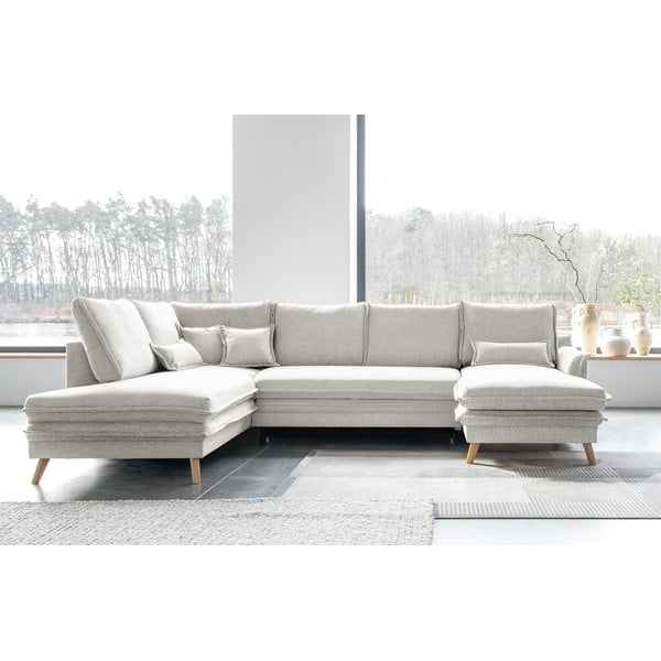 Beżowy rozkładany narożnik (lewostronny/w kształcie litery U) Charming Charlie – Miuform-image-1