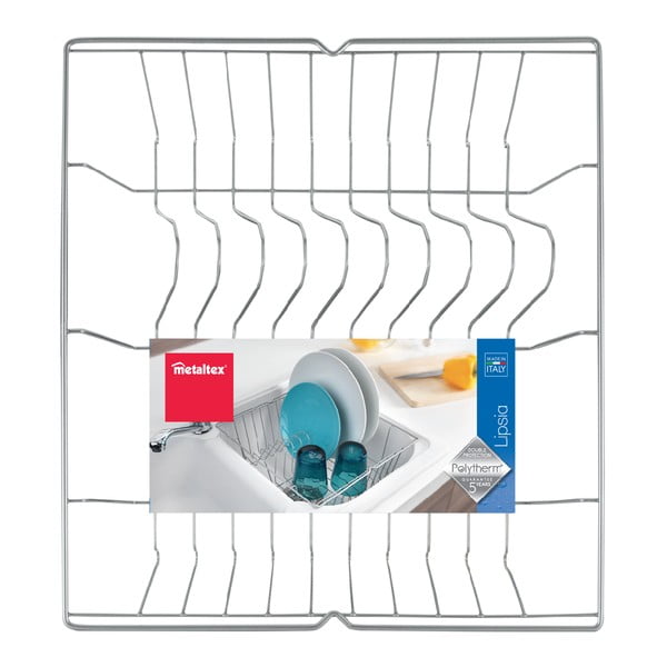 Ociekacz do naczyń kolorze matowego srebra Metaltex Bruno, 36x33cm-image-1