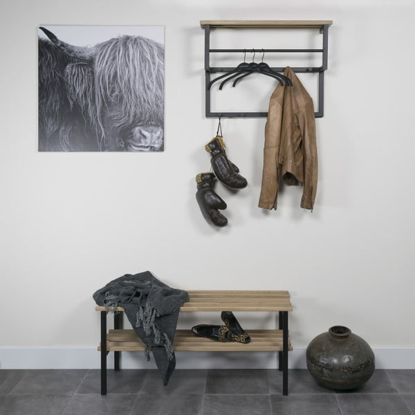 Czarna/w naturalnym kolorze metalowa szafka na buty 100x45x34 cm Rizzoli – Spinder Design-image-1