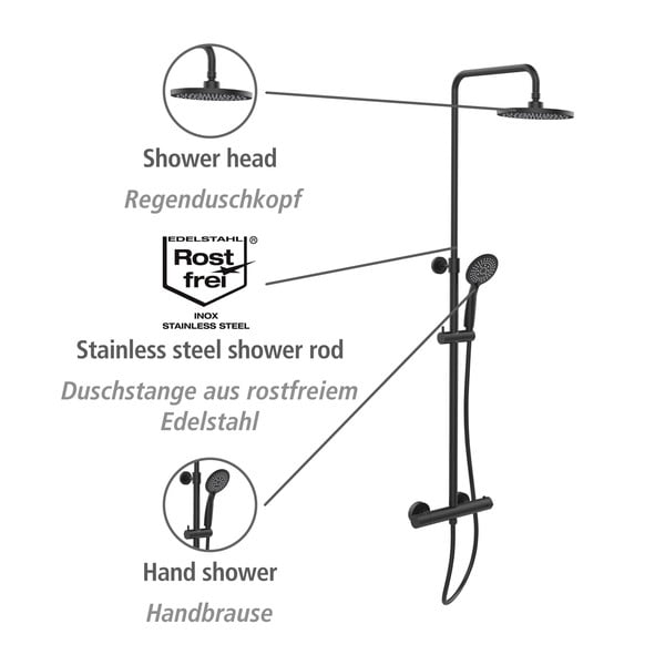 Czarny zestaw prysznicowy ze stali nierdzewnej 120 cm Young – Wenko-image-1