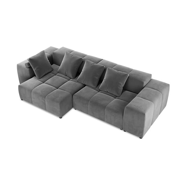 Szary aksamitny narożnik (róg zmienny) Rome Velvet – Cosmopolitan Design-image-3