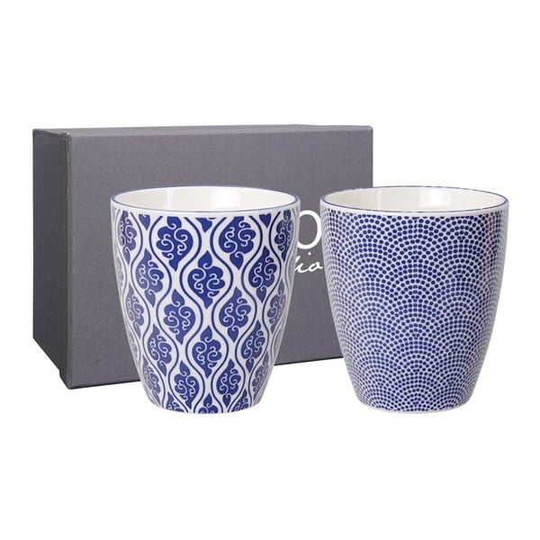 Zestaw 2 niebieskich porcelanowych kubków do herbaty Tokyo Design Studio Dots & Clouds
