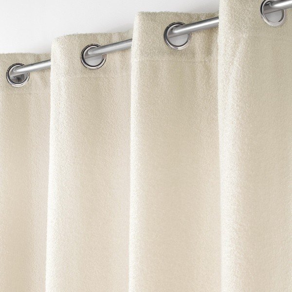 Kremowa zasłona z materiału bouclé 140x240 cm Wooly – douceur d'intérieur-image-1