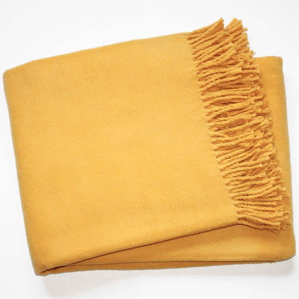 Żółty pled z domieszką bawełny Euromant Basics, 140x180 cm