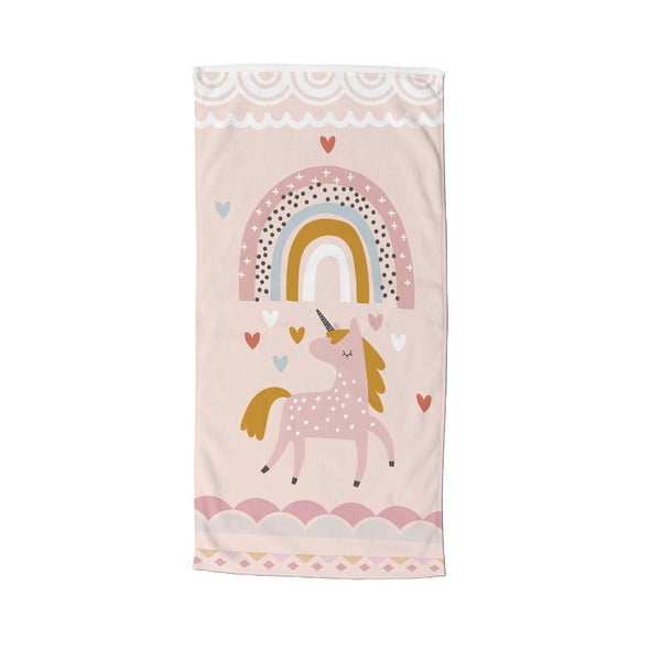 Różowy/beżowy ręcznik plażowy 75x150 cm – Good Morning