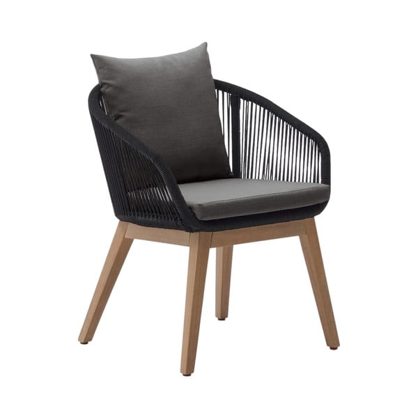 Czarny drewniany fotel ogrodowy Portalo – Kave Home