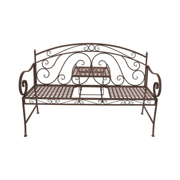 Brązowa metalowa ławka ogrodowa Saket – Garden Pleasure-image-3