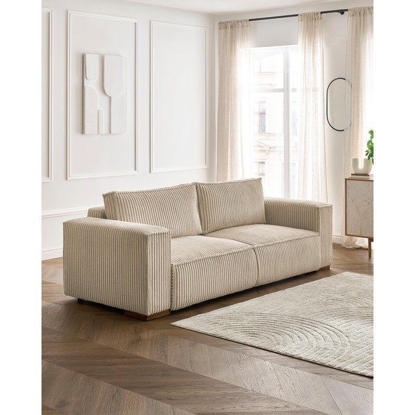Jasnobrązowa sztruksowa rozkładana/ze schowkiem sofa 244 cm Chelsea – Bobochic Paris-image-1