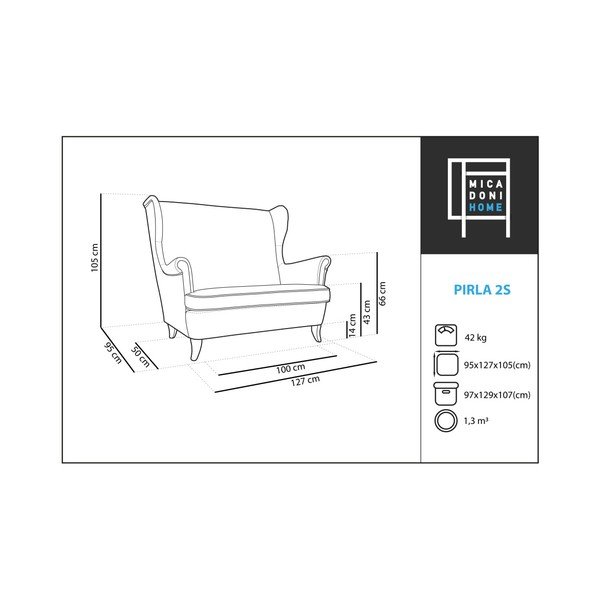 Niebieska sofa 2-osobowa Micadoni Home Pirla-image-2