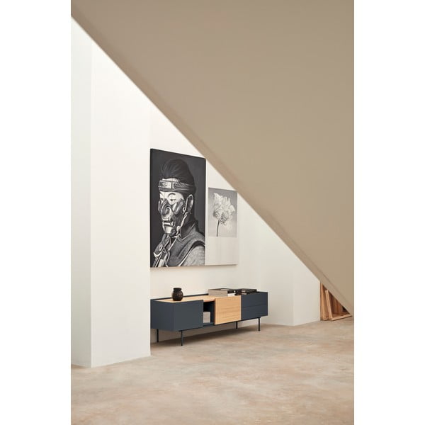 Antracytowo-naturalna szafka pod TV w dekorze dębu 180x45 cm Otto – Teulat-image-1