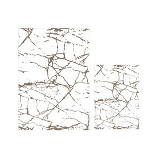 Zestaw 2 biało-brązowych dywaników łazienkowych Minimalist Home World Marble
