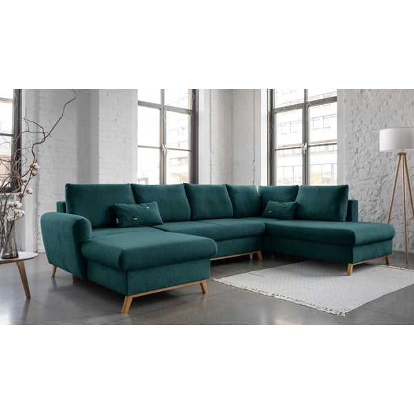 Turkusowa rozkładana sofa w kształcie litery "U" Miuform Scandic Lagom, prawostronna-image-3