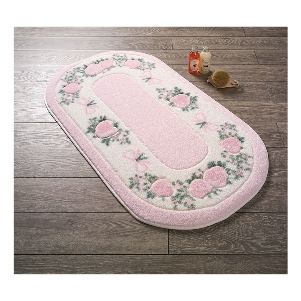 Różowo-biały dywanik łazienkowy Confetti Bathmats Rose, 57x100 cm