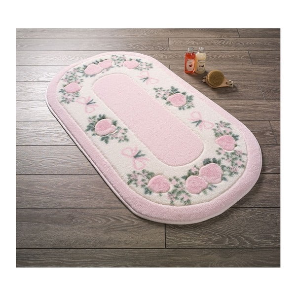Różowo-biały dywanik łazienkowy Confetti Bathmats Rose, 57x100 cm