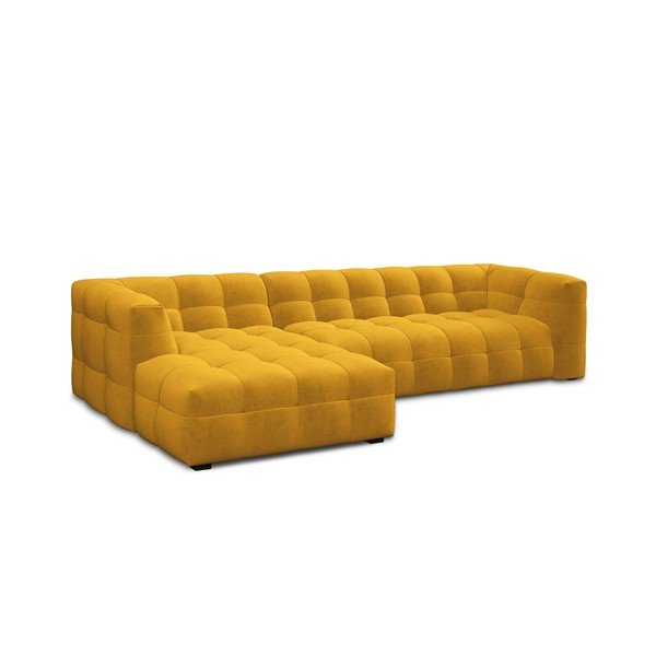 Żółty aksamitny narożnik Windsor & Co Sofas Vesta, lewostronny-image-3