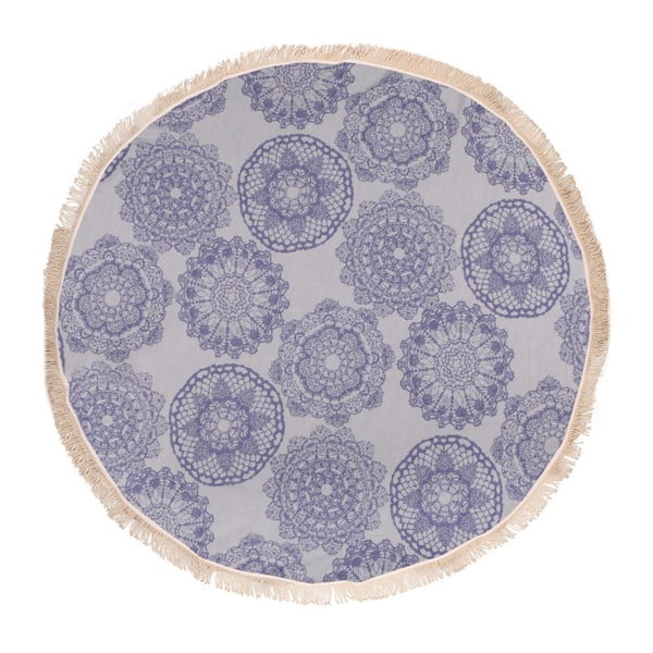 Niebieski ręcznik hammam Begonville Lace, ᴓ 150 cm