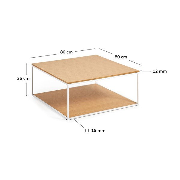 Stolik z blatem w dekorze dębu 80x80 cm Yona − Kave Home-image-3