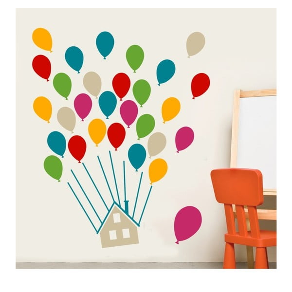Zestaw naklejek ściennych House With Balloons Multi