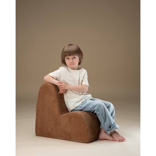 Brązowy sztruksowy fotel dziecięcy Cloud – Wigiwama-image-2
