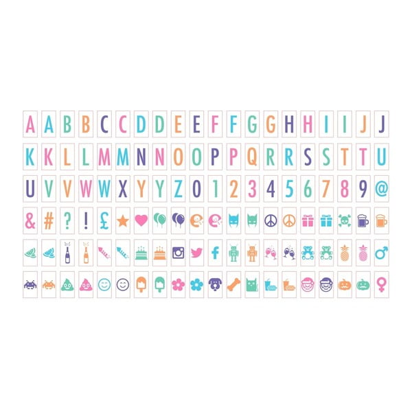 Zestaw 120 znaków do oświetlenia dekoracyjnego Gingersnap Colored Letters