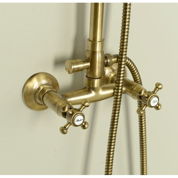 Zestaw prysznicowy z mosiądzu w kolorze brązu z deszczownicą i słuchawką prysznicową 142 cm Antea – Sapho-image-1