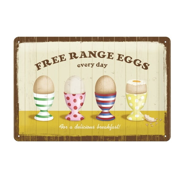 Blaszana tablica Free range eggs, 20x30 cm