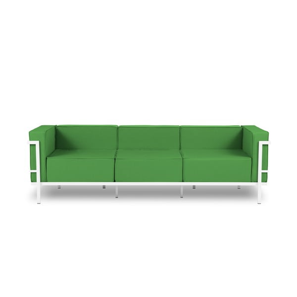 Zielona 3-osobowa sofa ogrodowa w białej ramie Calme Jardin Cannes