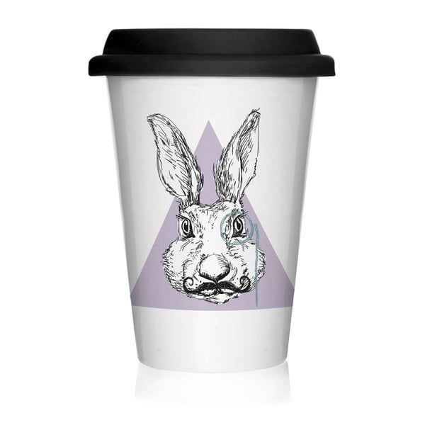 Porcelanowy kubek na cesty We Love Home Hipster Rabbit, 400 ml